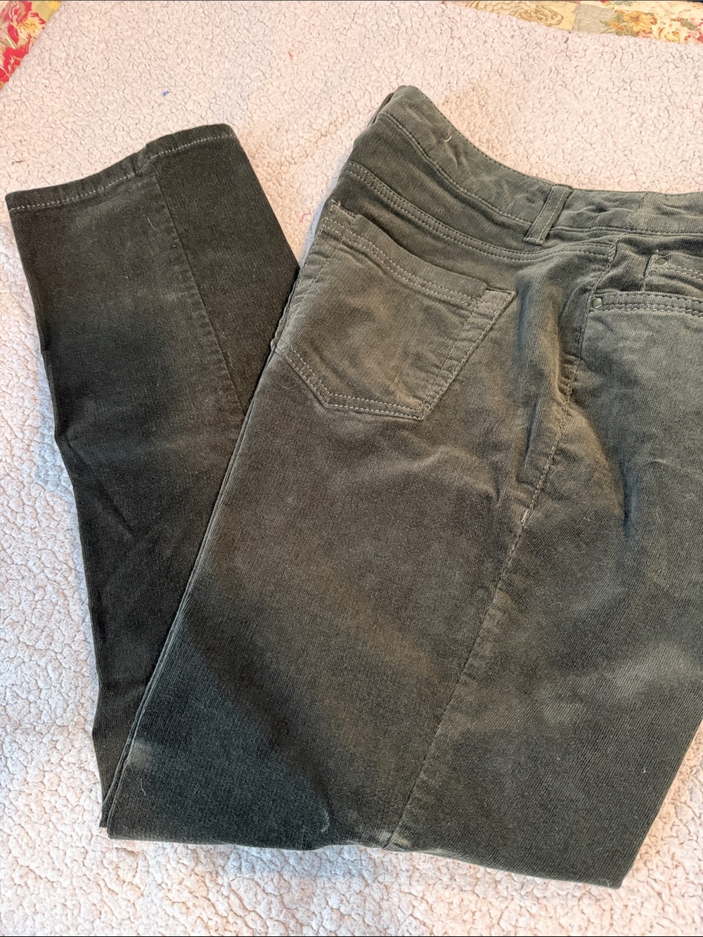 croft & barrow Olive Green Stretch Straight Leg Corduroy Pants